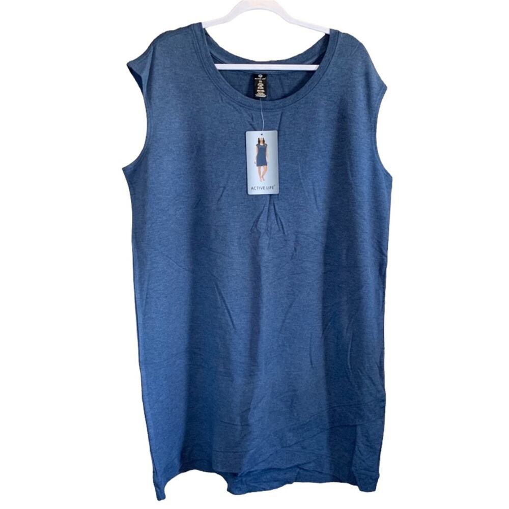 Active Life Sleeveless Athleisure Dress Heather Sailor Blue SZ XXL 2X NWT